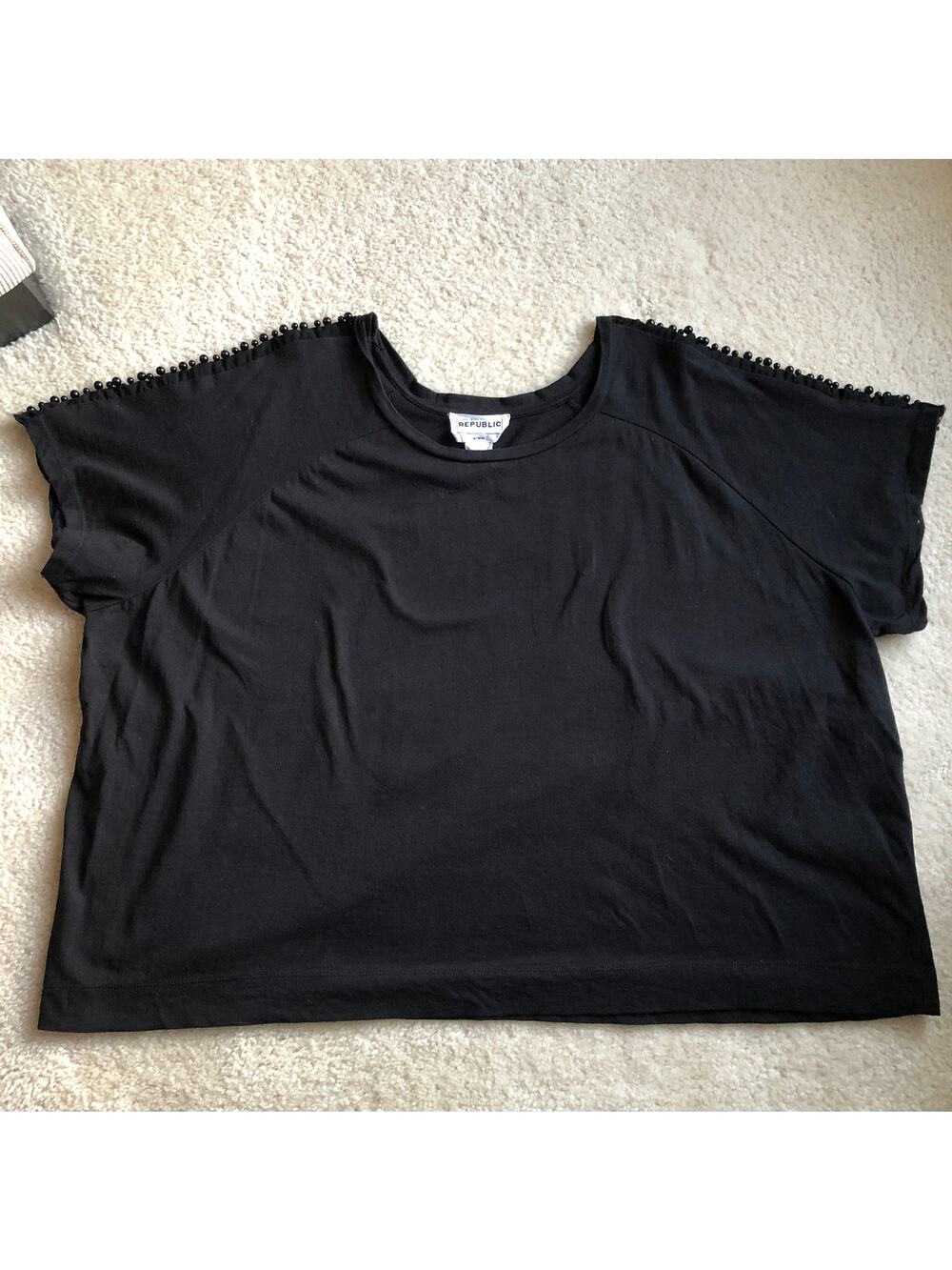 For The Republic Black Top with Button Design Woman's 2X